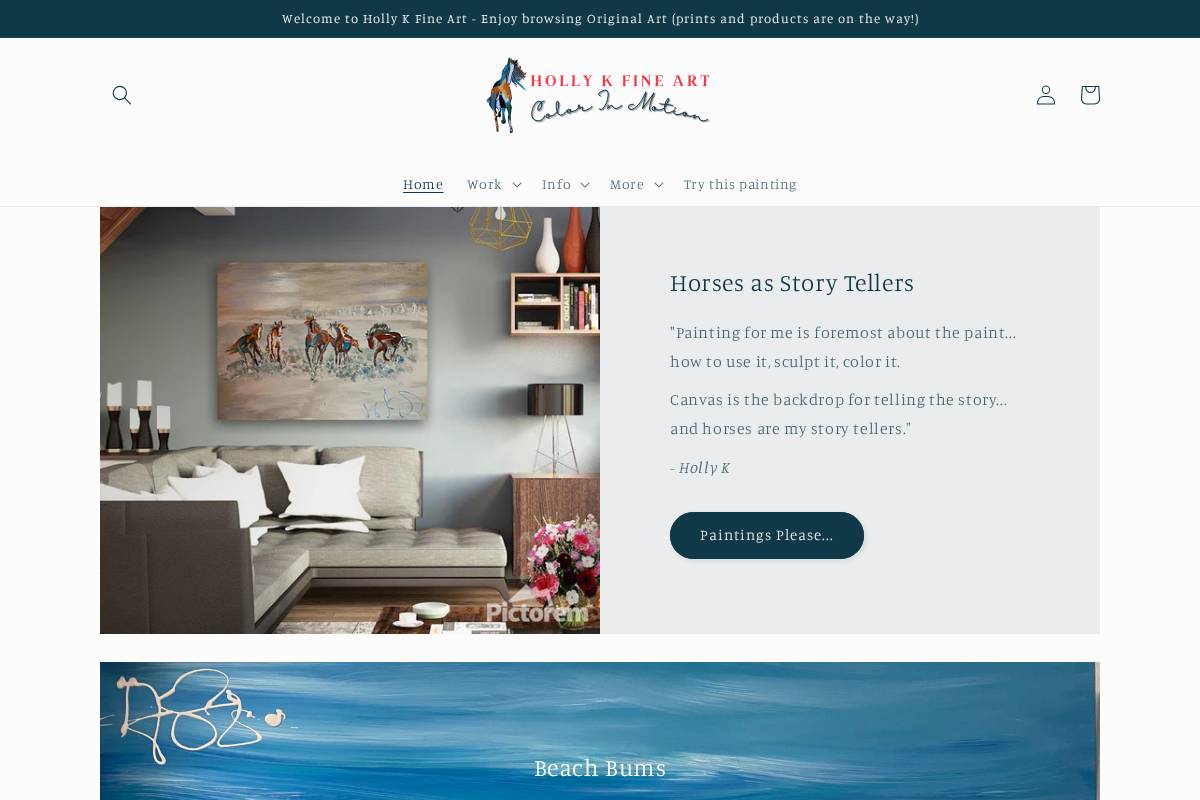 hollykfineart.com homepage screenshot