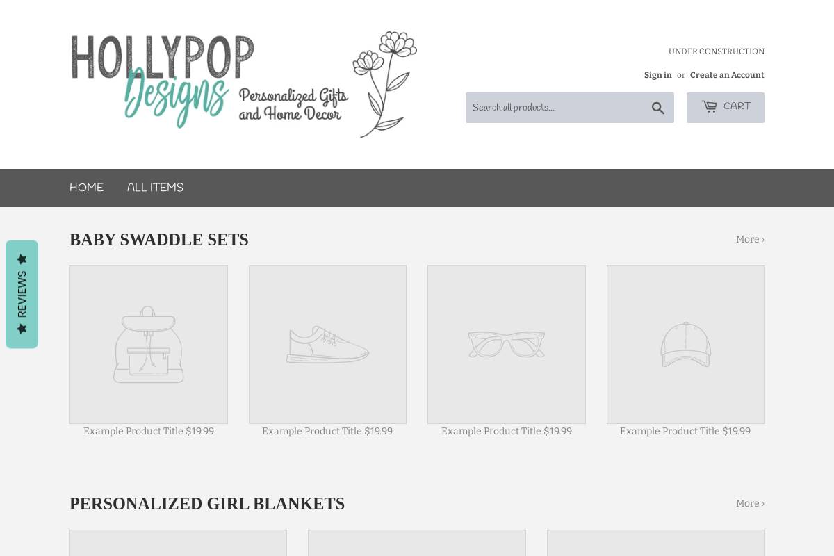 hollypopdesignshop.com homepage screenshot