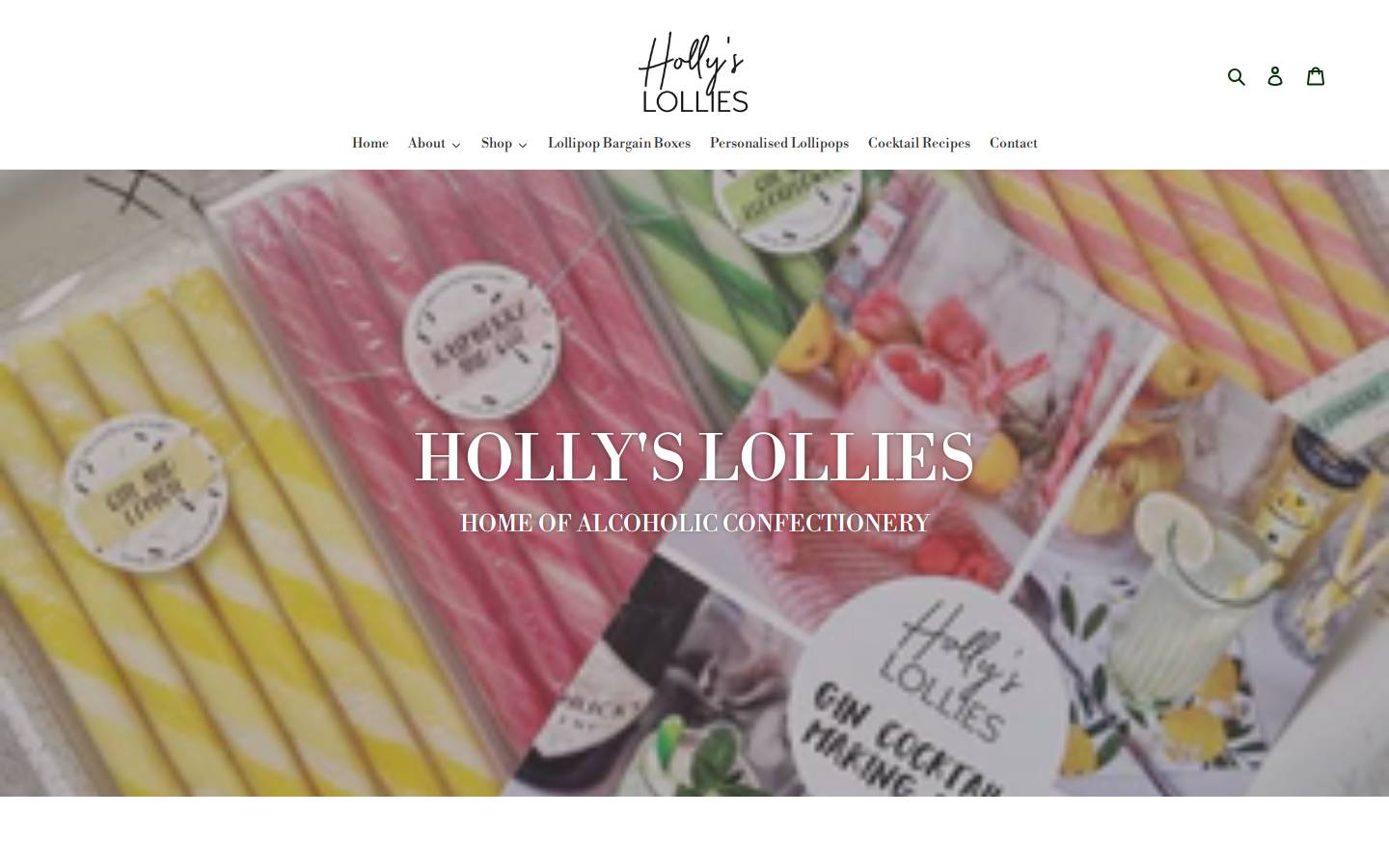 Holly's Lollies homepage screenshot