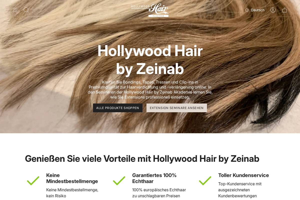 hollywood-hair.shop homepage screenshot