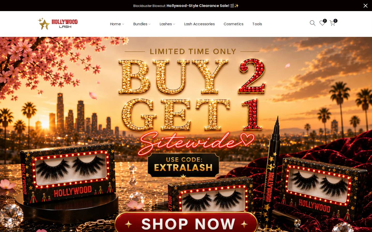 hollywoodlash.com homepage screenshot