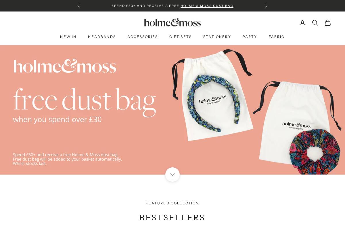 holmeandmoss.com homepage screenshot