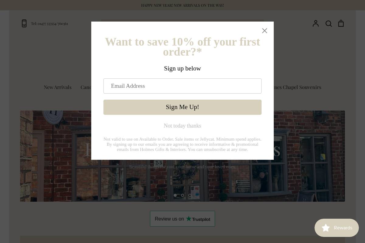 Holmes Gifts & Interiors Ltd homepage screenshot