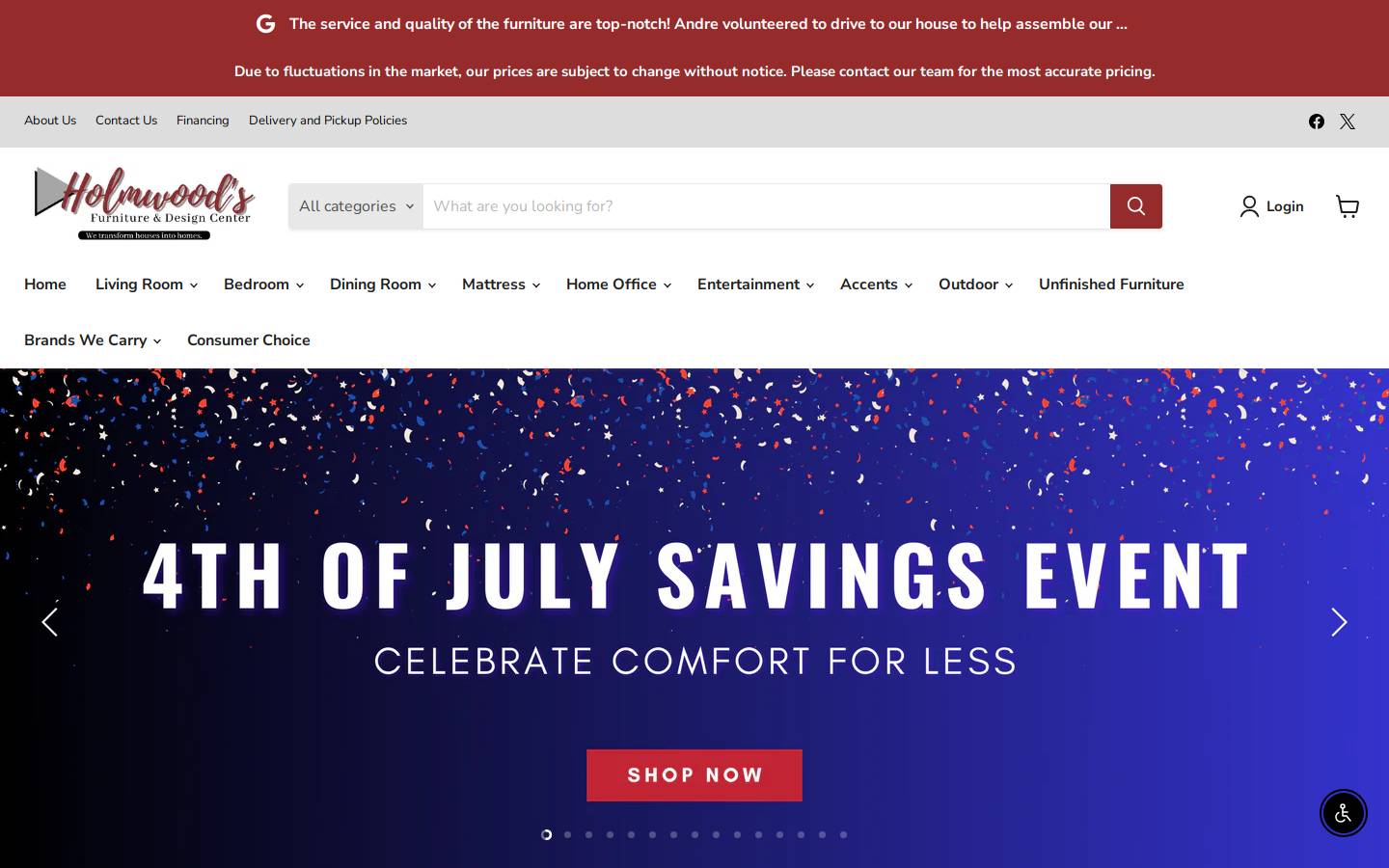 holmwoodsfurniture.com homepage screenshot