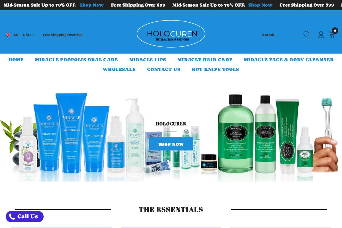 holocuren.com homepage screenshot