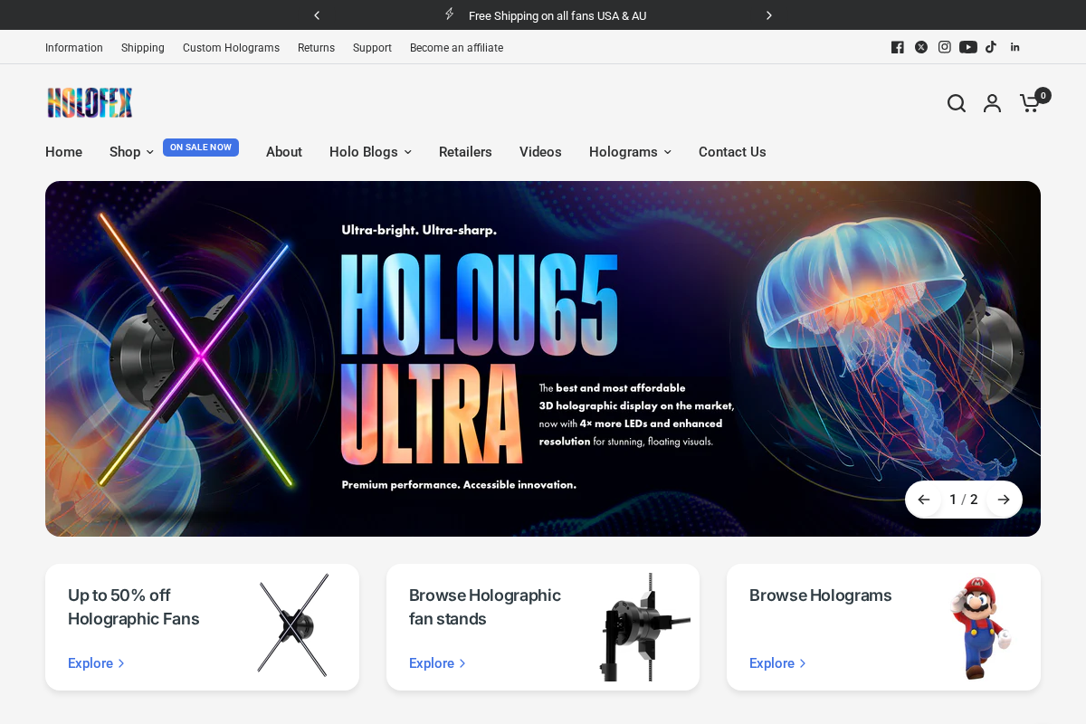 Holofex homepage screenshot