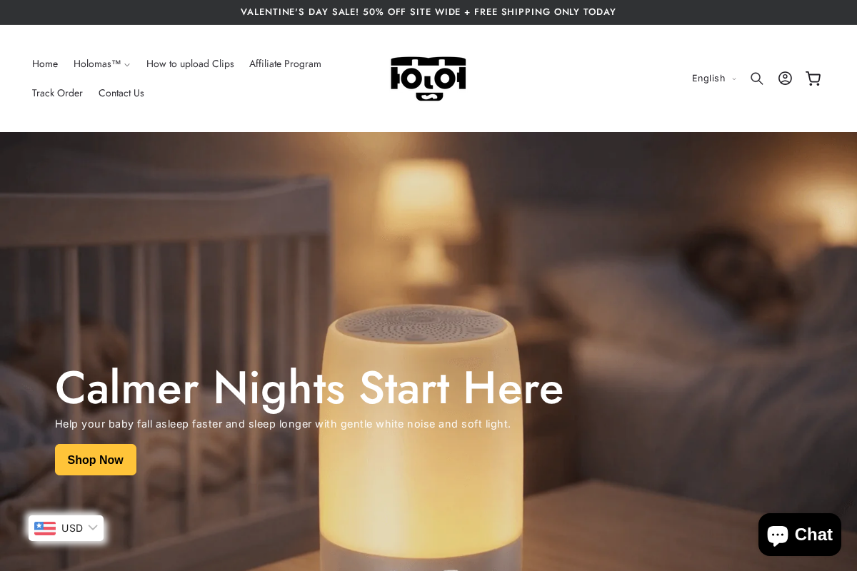 Holomas homepage screenshot