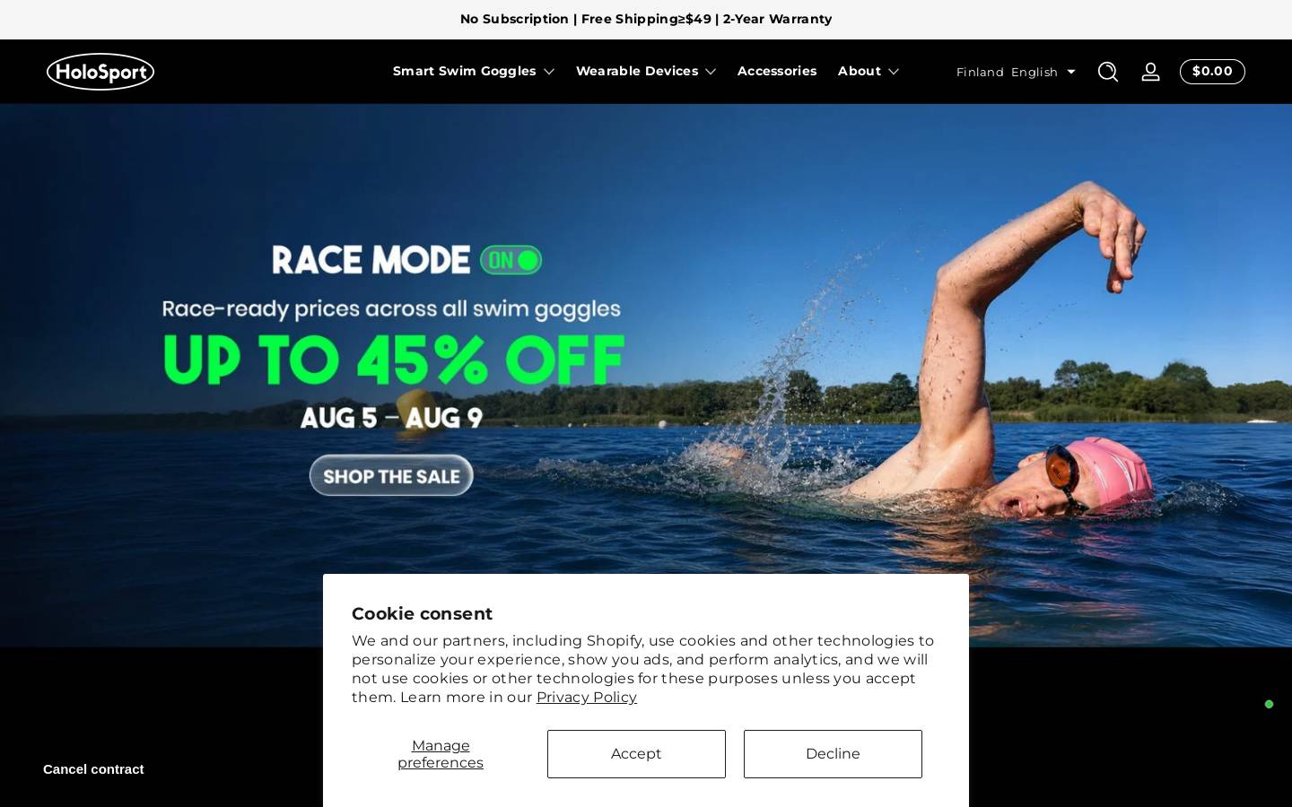 holoswim.com homepage screenshot