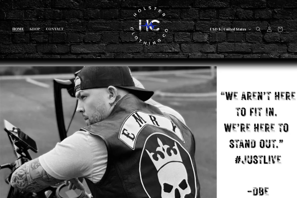holsterclothingco.com homepage screenshot