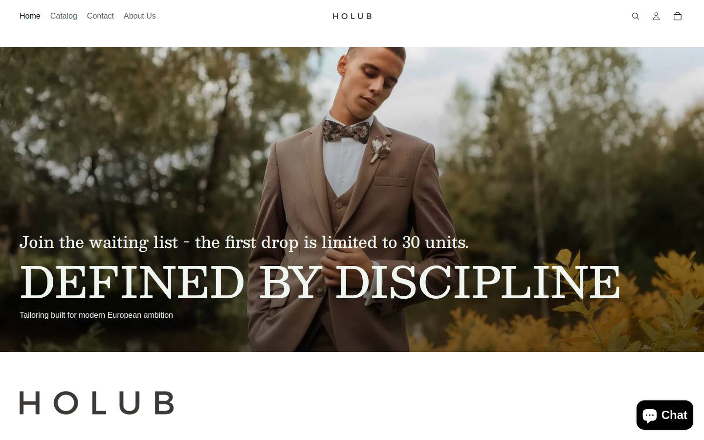 holubclothing.com homepage screenshot