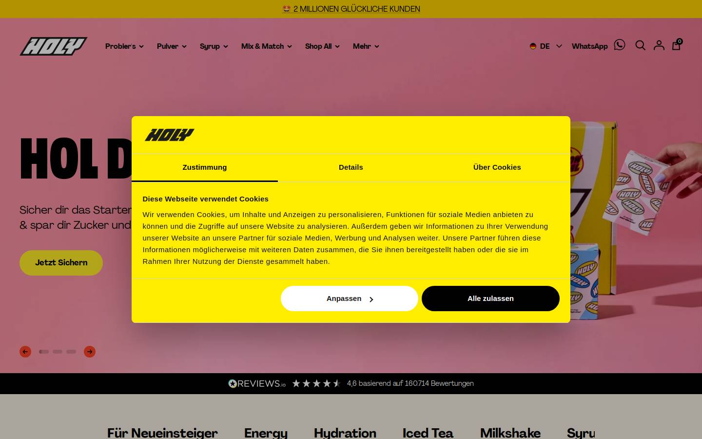 Holy homepage screenshot