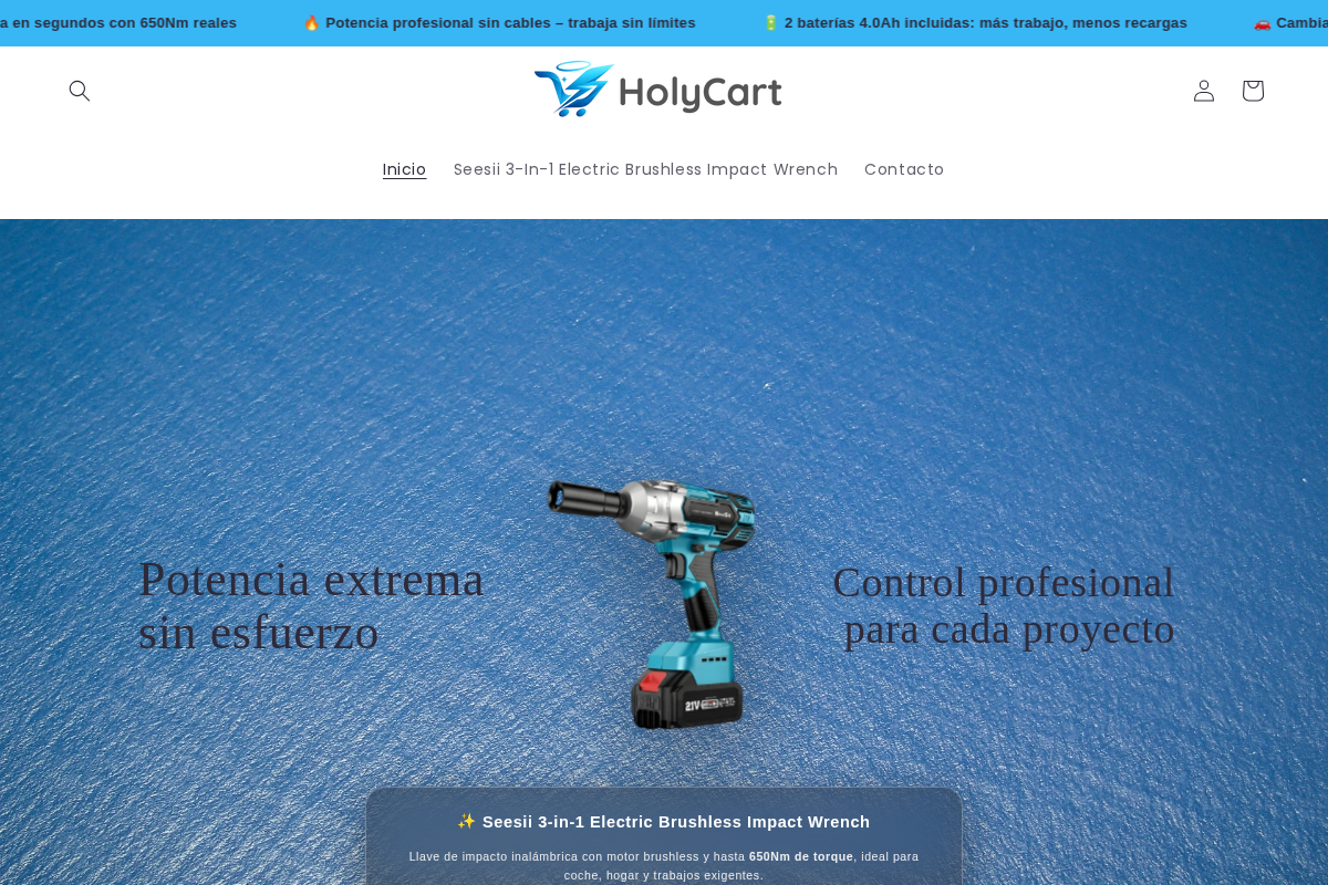 HolyCart homepage screenshot