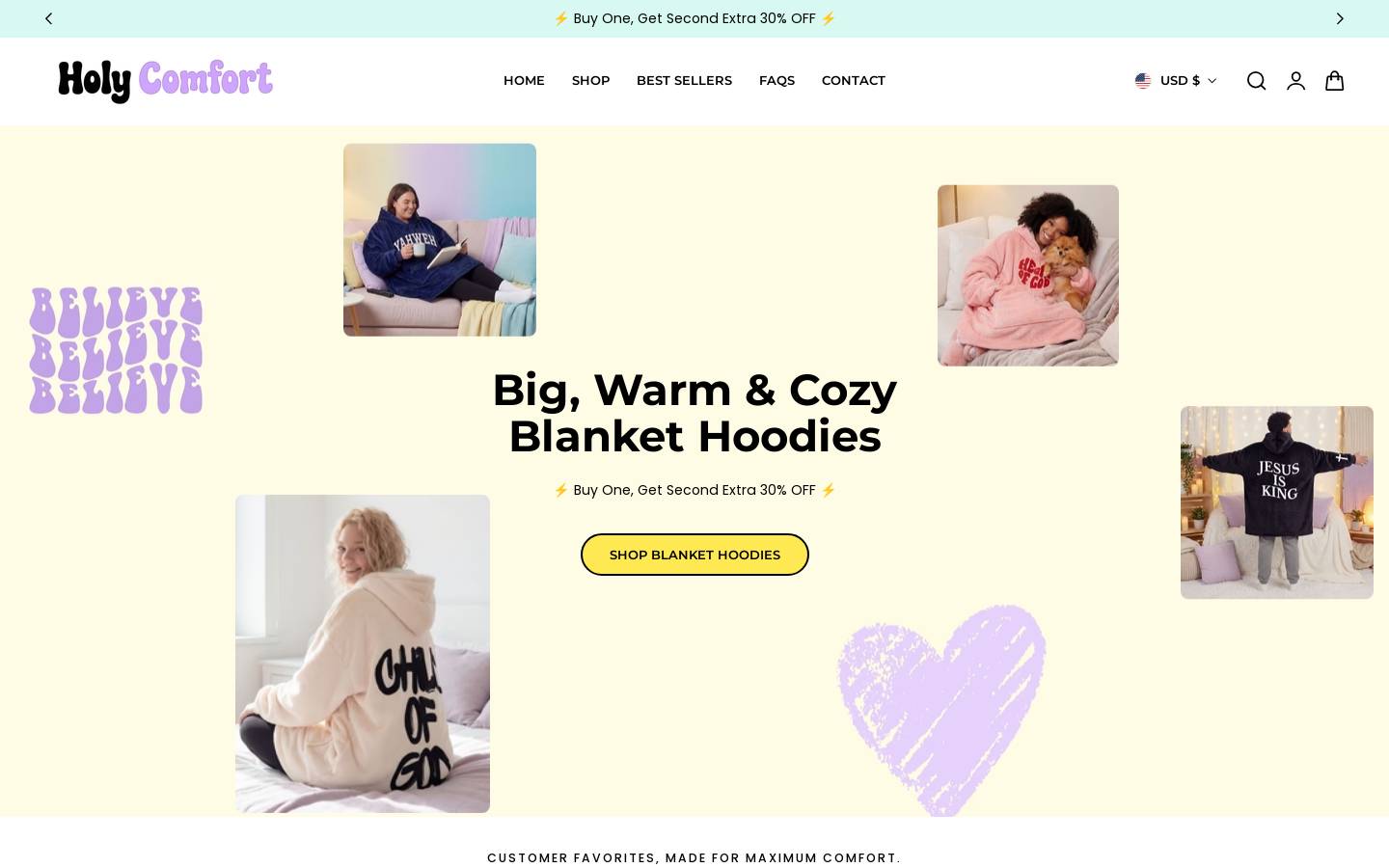 holycomfort.co homepage screenshot