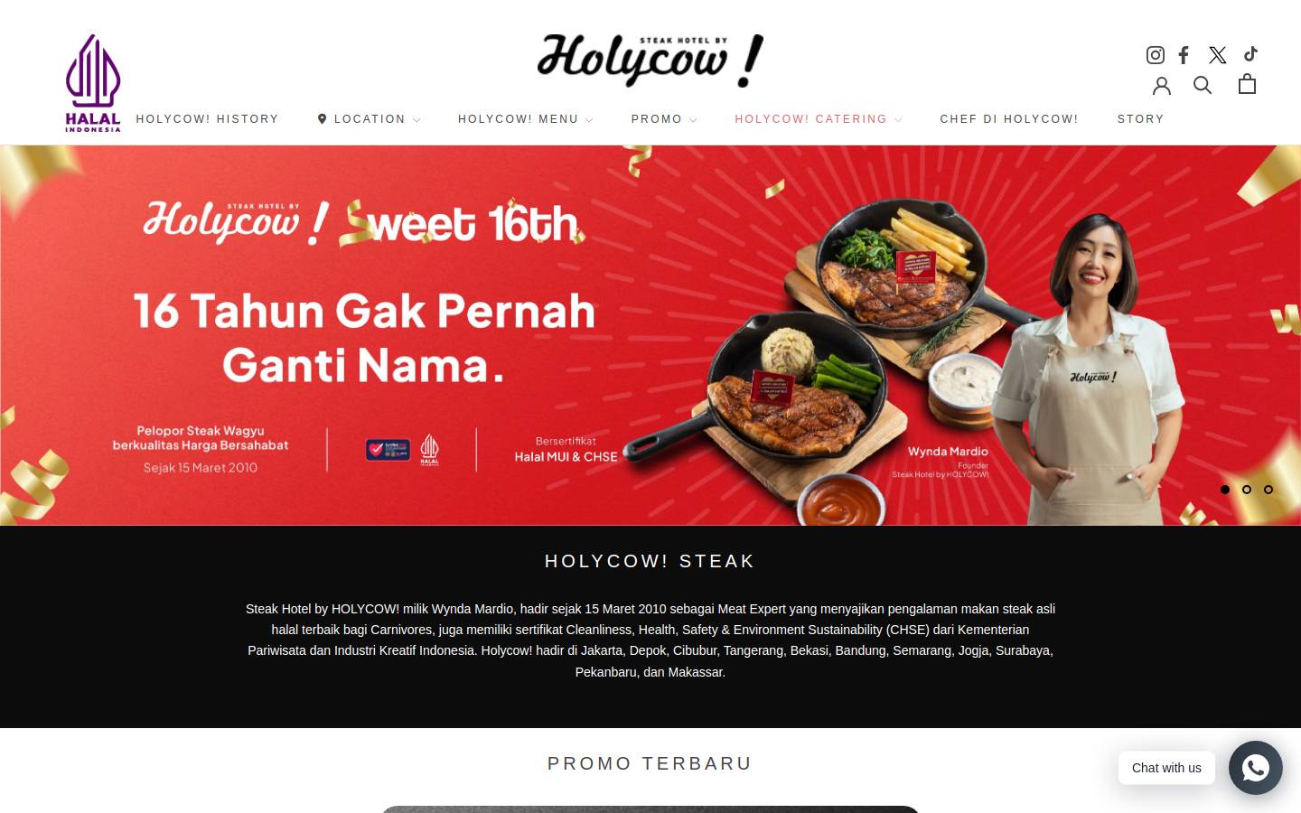 holycowsteak.com homepage screenshot