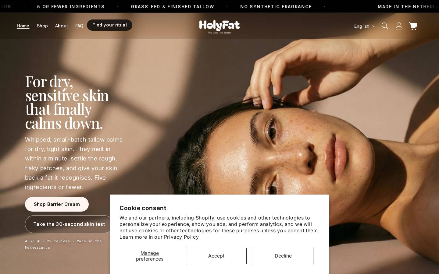 Holyfat homepage screenshot