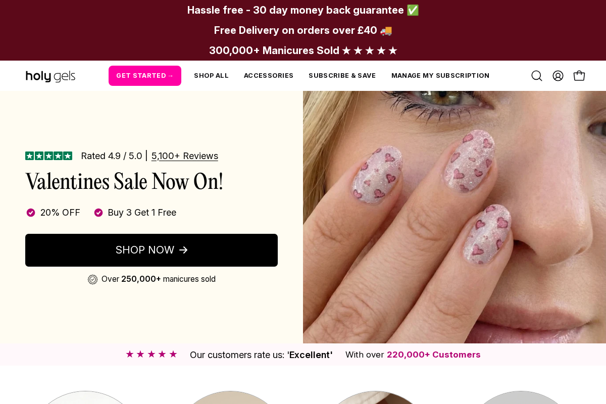 Holy Gels homepage screenshot