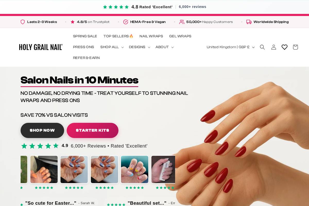 holygrailnail.com homepage screenshot