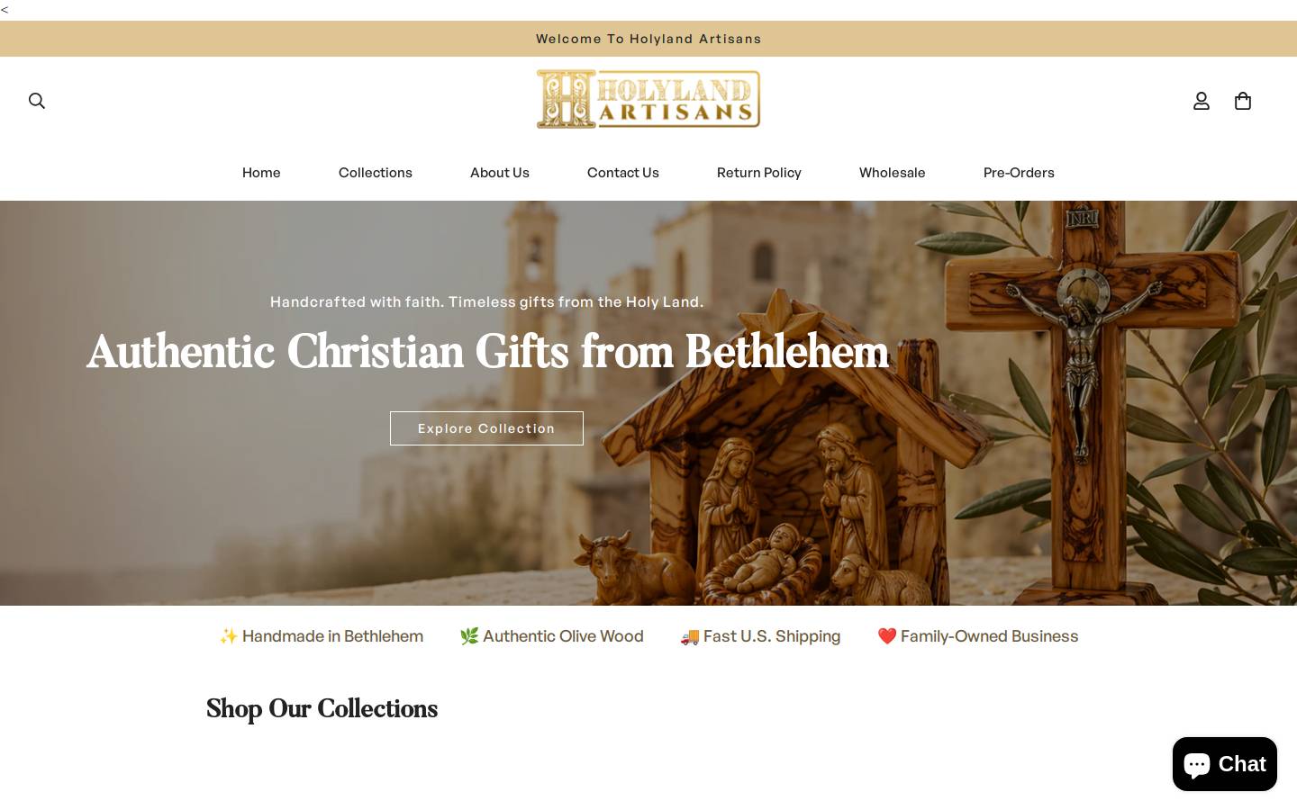 holylandartisans.com homepage screenshot