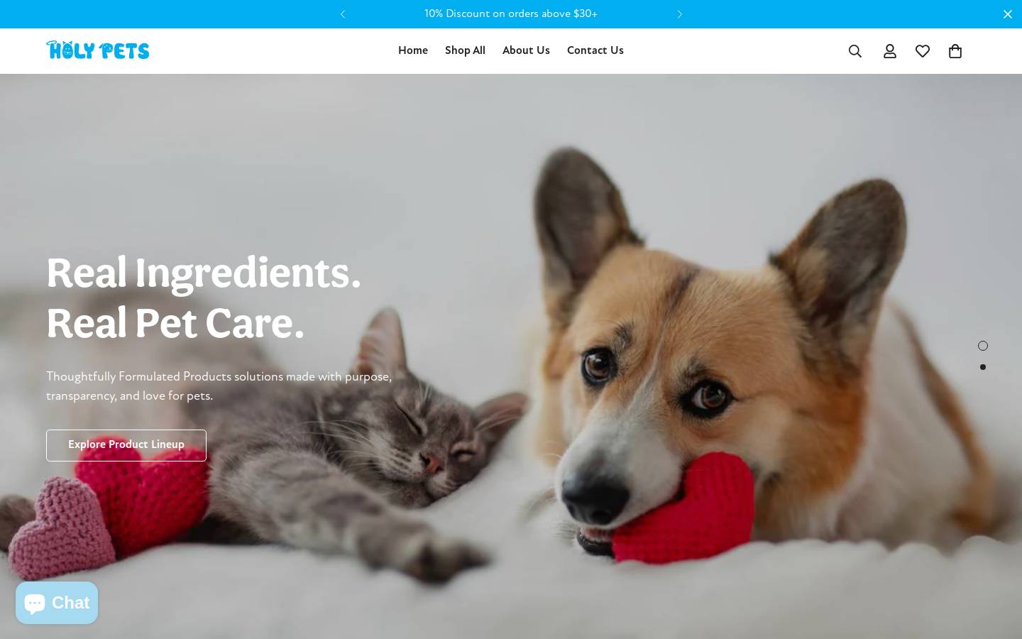 holypetssupplements.com homepage screenshot