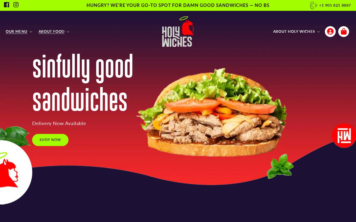 holywiches.ca homepage screenshot