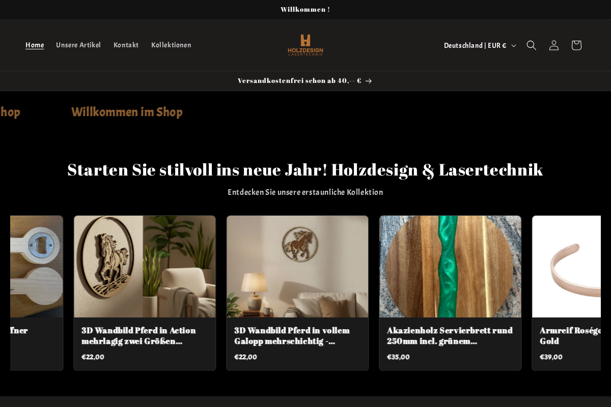 Holzdesign & Lasertechnik homepage screenshot