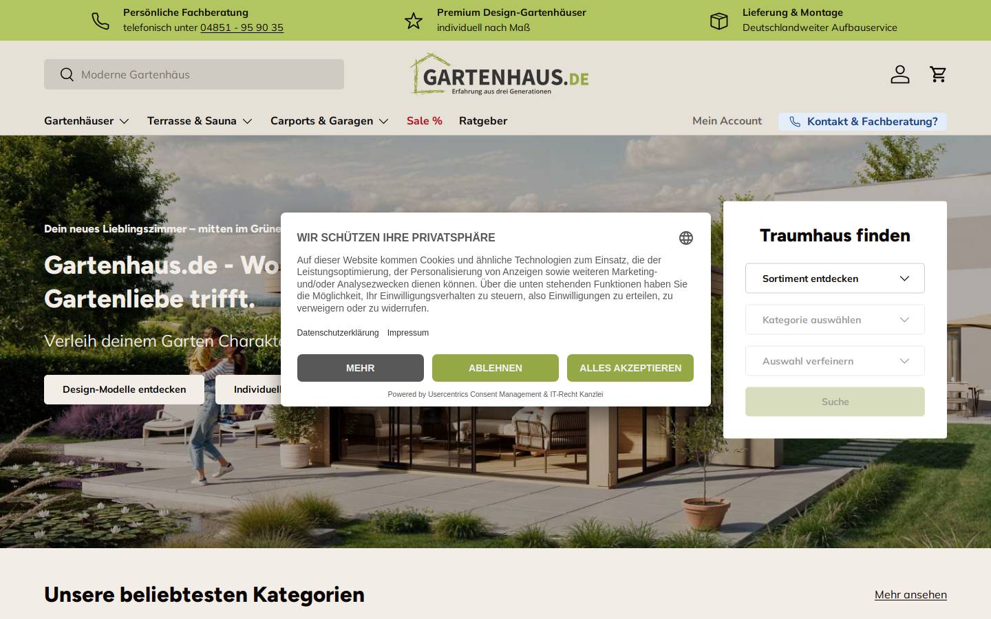 holzprofi100-gartenhaus.de homepage screenshot