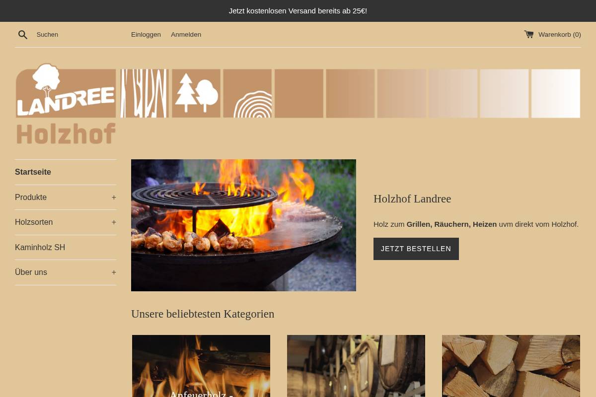 Holzshop Landree homepage screenshot