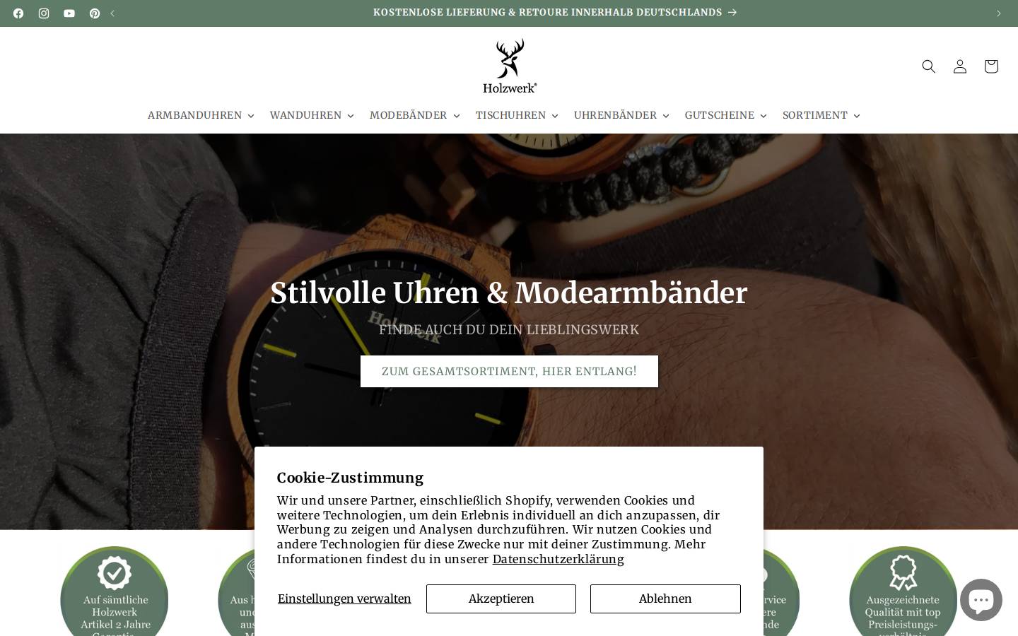 holzuhr.eu homepage screenshot