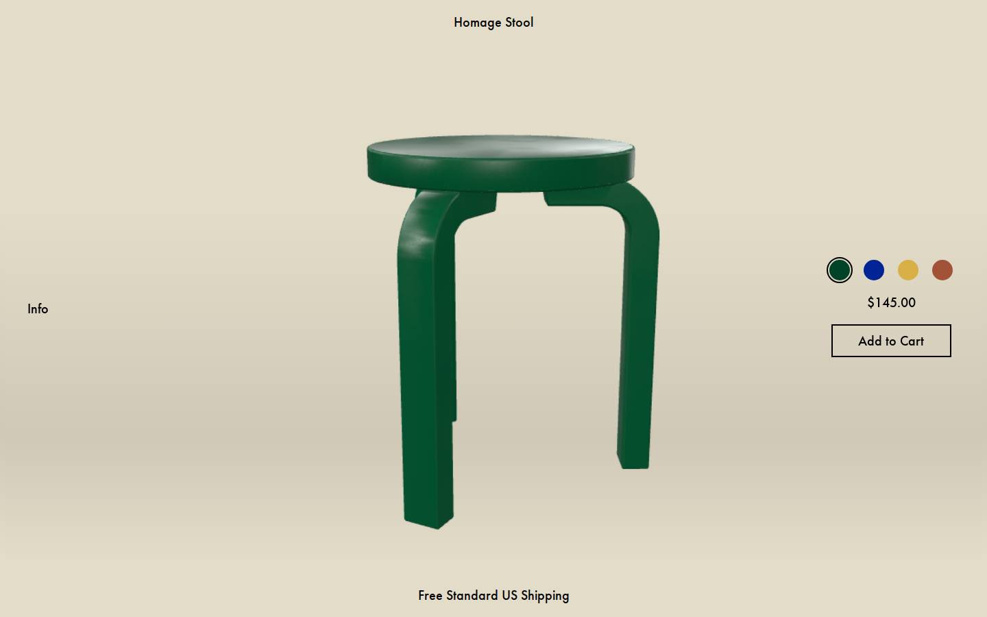 homage-stool.com homepage screenshot