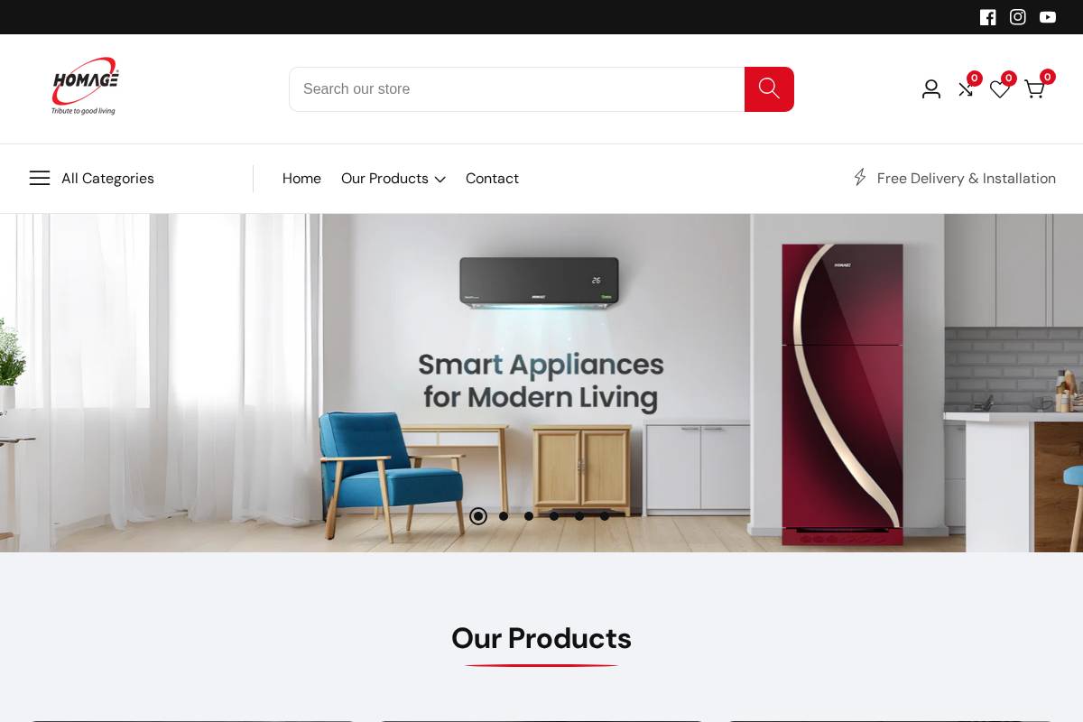 HOMAGE homepage screenshot