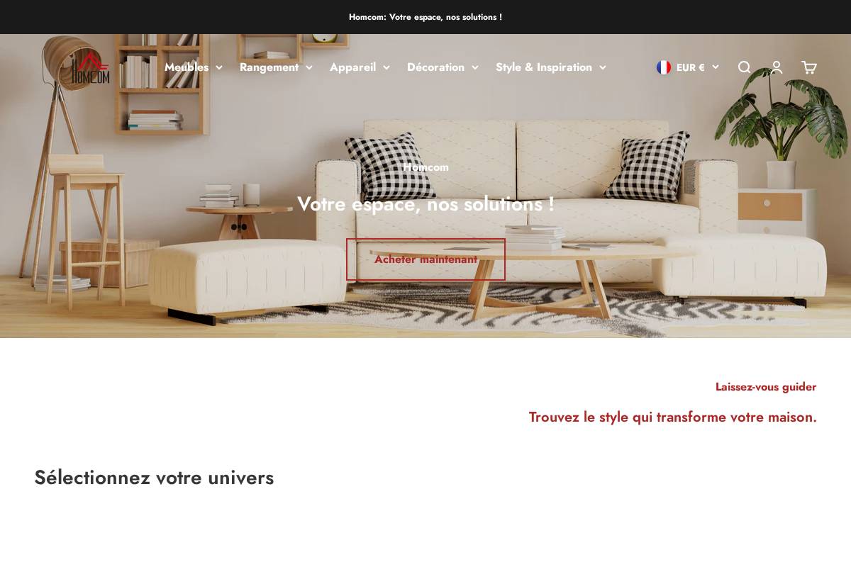 Homcom homepage screenshot