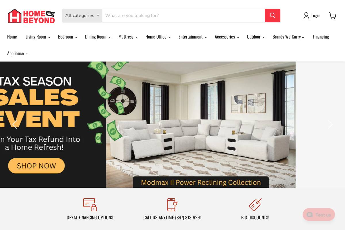 homeandbeyondstore.com homepage screenshot