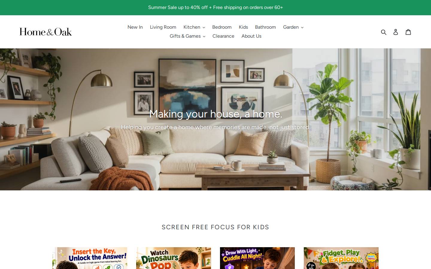 Homeanoak homepage screenshot