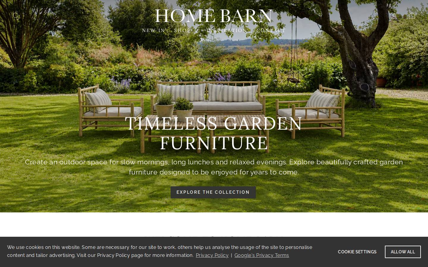 homebarnshop.co.uk homepage screenshot