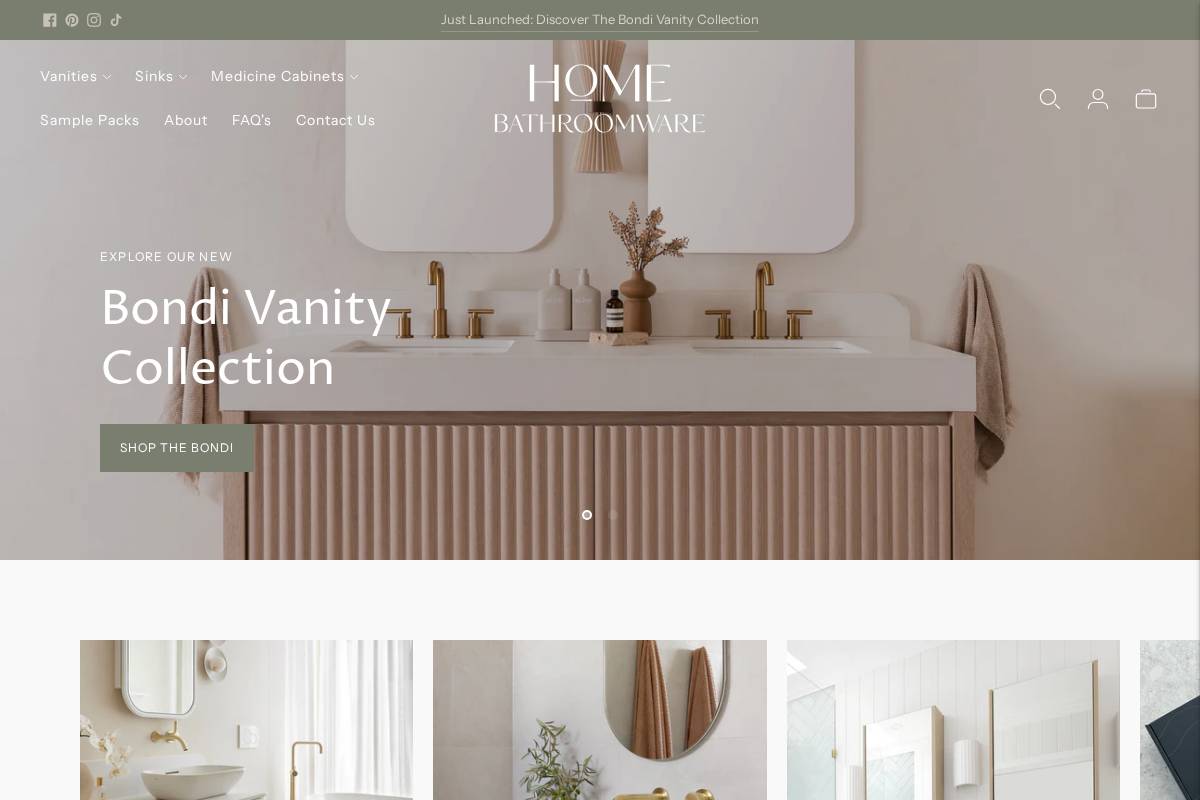 homebathroomware.com homepage screenshot