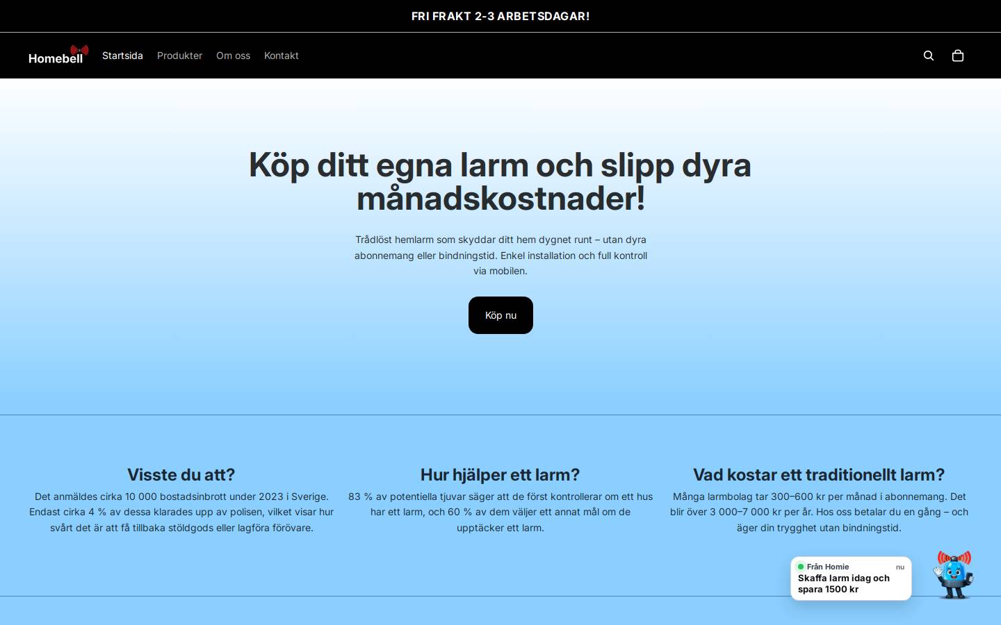 Homebell homepage screenshot