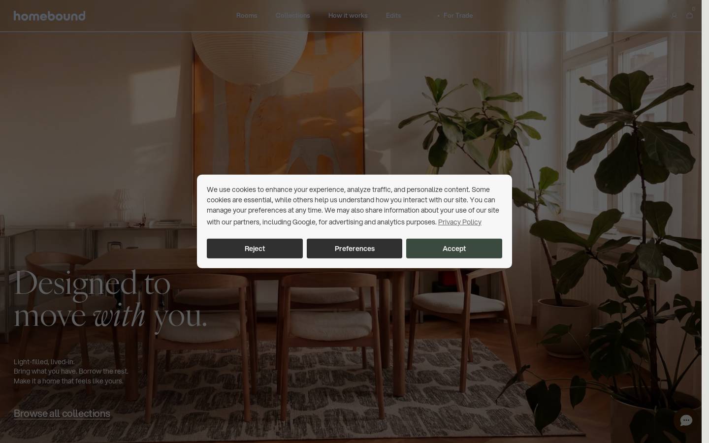 Homebound homepage screenshot