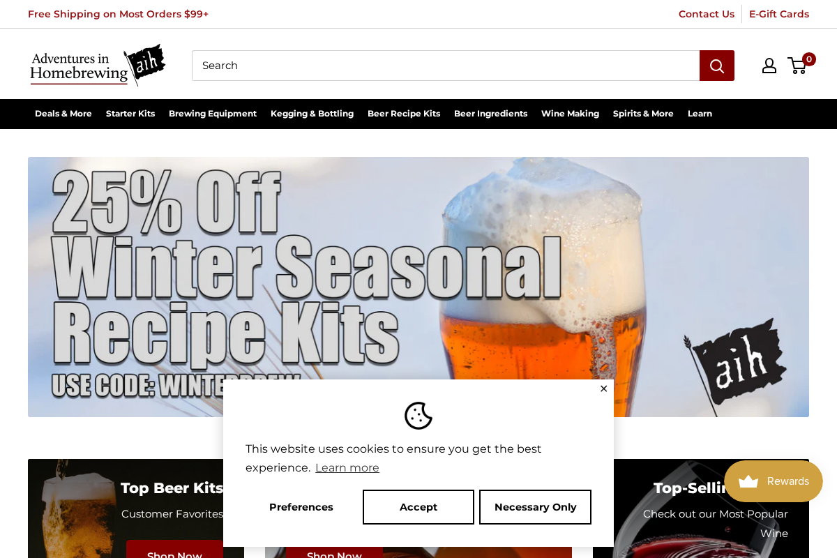 Adventures In Homebrewing homepage screenshot