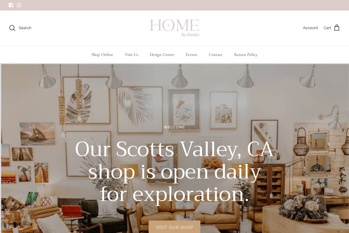 homebyzinnias.com homepage screenshot