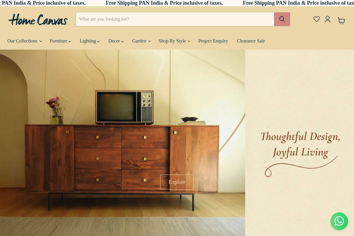 homecanvas.com homepage screenshot