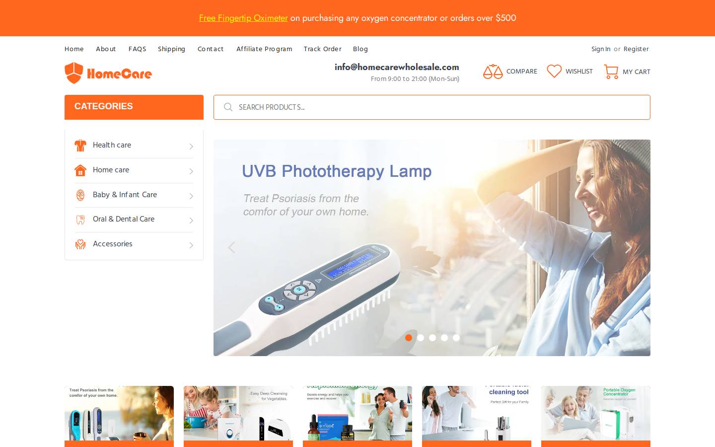 homecarewholesale.com homepage screenshot