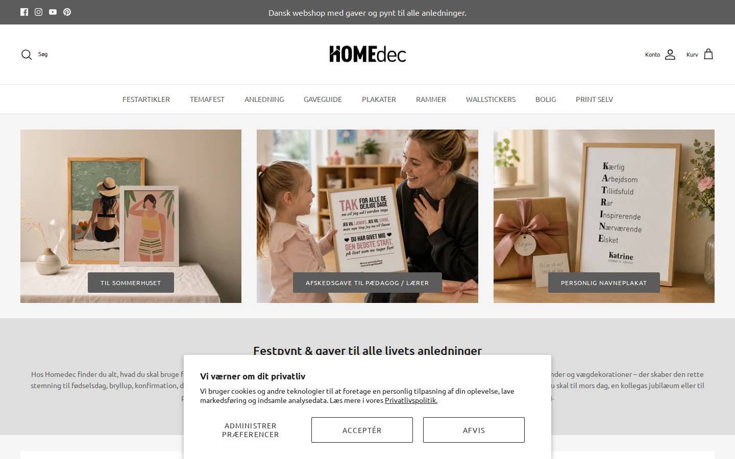 Homedec.dk homepage screenshot
