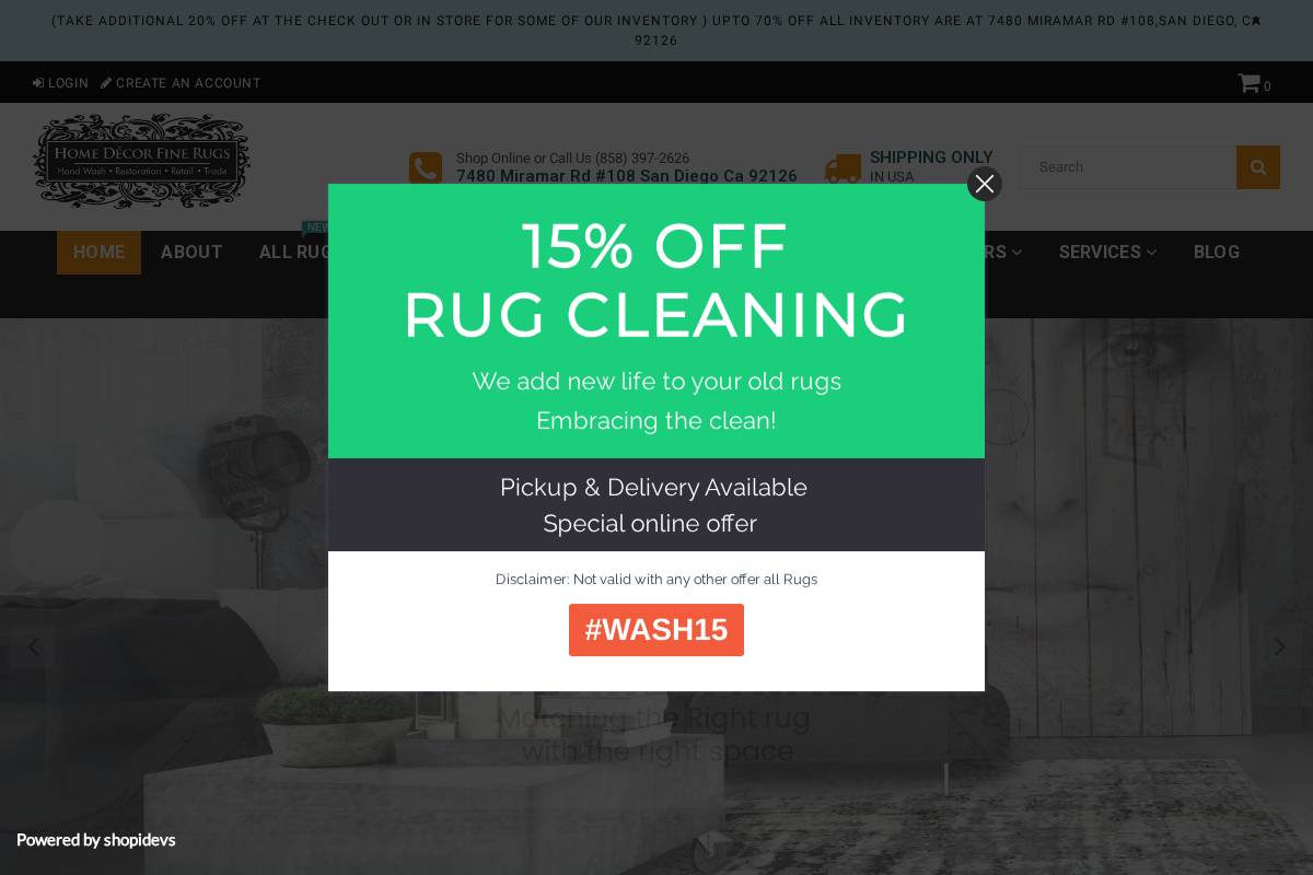 homedecorfinerugs.com homepage screenshot