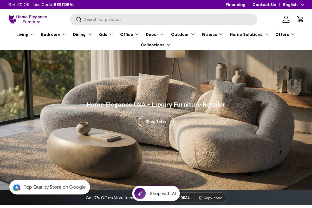 Home Elegance Furniture homepage screenshot
