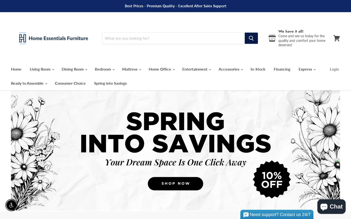 homeessentialsfurniture.com homepage screenshot