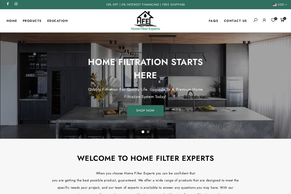 Home Filter Experts homepage screenshot