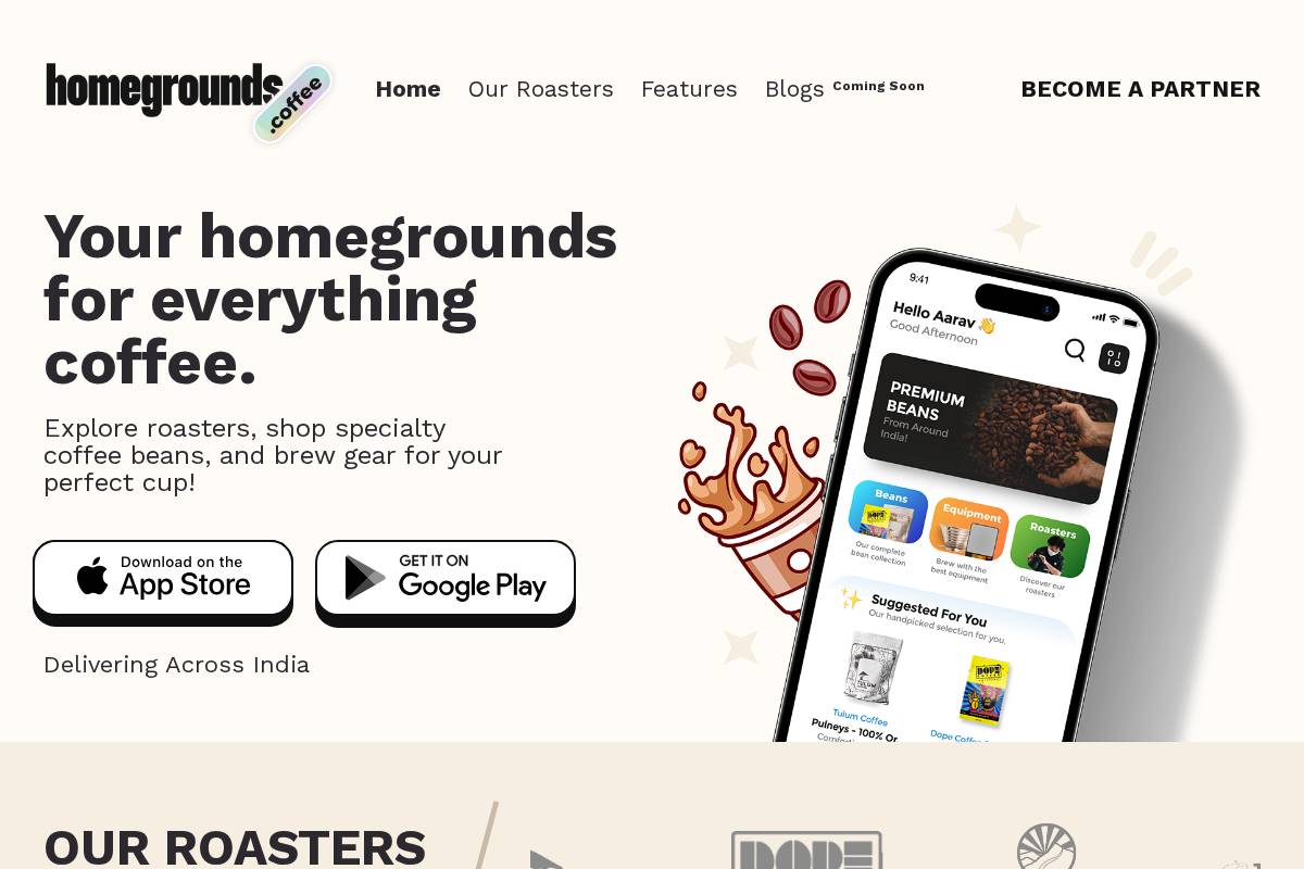 homegrounds.coffee homepage screenshot