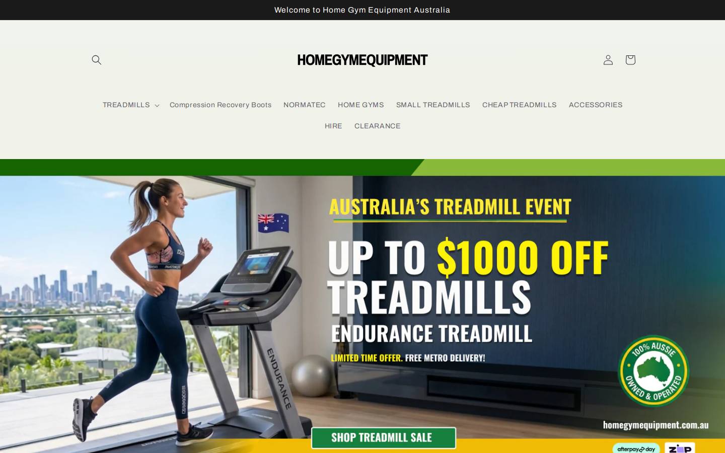 homegymequipment.com.au homepage screenshot