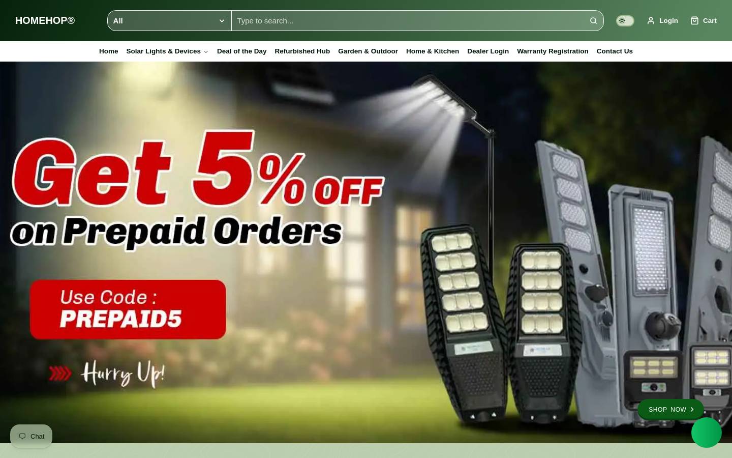 homehop.in homepage screenshot