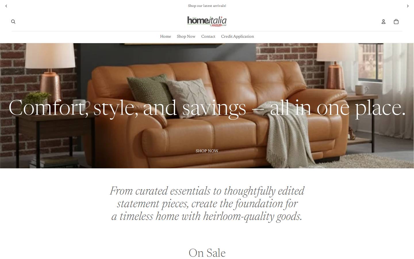 homeitalia.co.za homepage screenshot